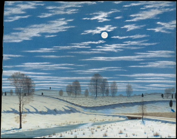 Paysage d’hiver au clair de lune