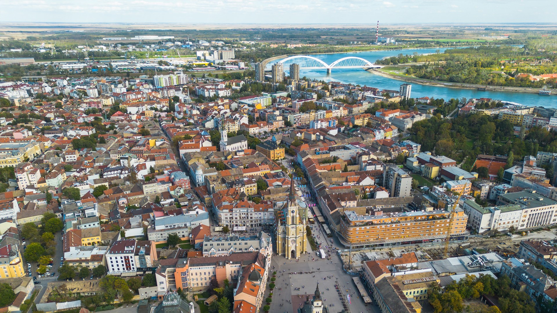 The old center of Novi Sad In Serbia