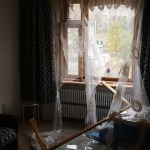 A damaged apartment after a rocket attack in the city of Kharkiv in Ukraine.