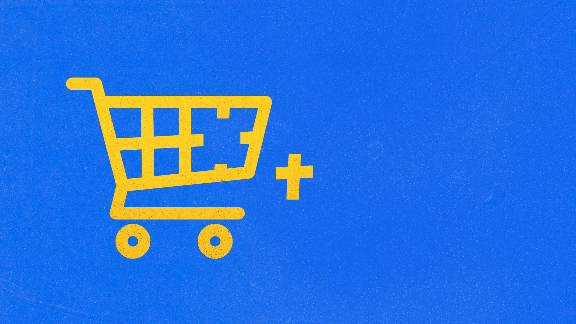 A yellow shopping cart on a blue background