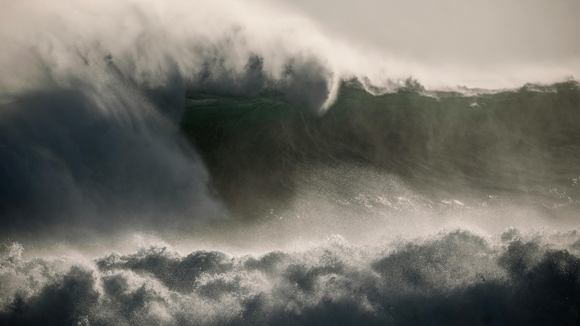 Big ocean waves during a storm.