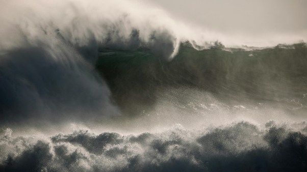 Big ocean waves during a storm.