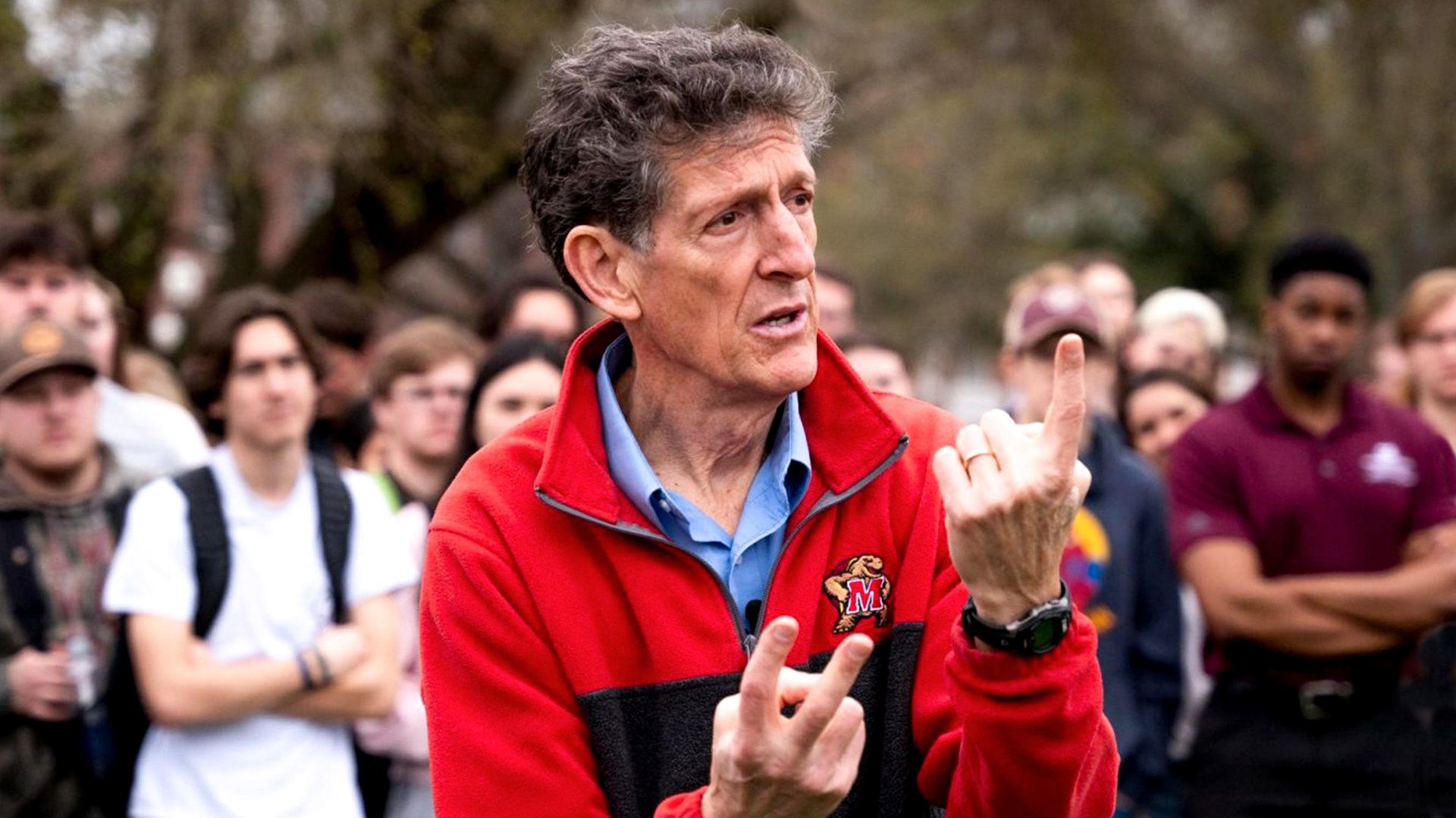 Cliffe Knechtle debating at a college campus