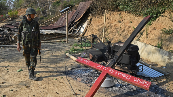 Junta soldier in Myanmar burnt church cross
