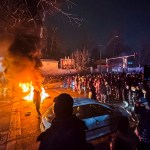 ranians blocking a street during a protest in Tehran, Iran on January 9, 2026.